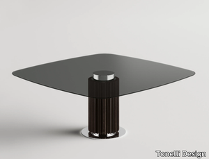 HYBRID - Square wood and glass table _ Tonelli Design