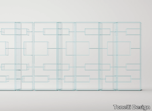 LIBER - Open modular tempered glass bookcase _ Tonelli Design