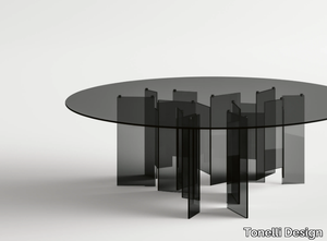 METROPOLIS XXL - Round tempered glass table _ Tonelli Design