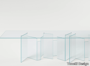 METROPOLIS XXL - Rectangular tempered glass table _ Tonelli Design