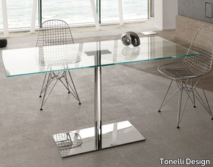 FARNIENTE ALTO - Rectangular tempered glass table _ Tonelli Design