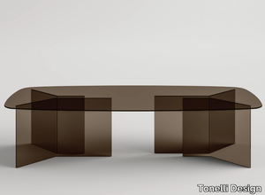 THRIM - Rectangular tempered glass table _ Tonelli Design