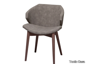 GLAM - Chair with armrests and wooden base _ Tonin Casa