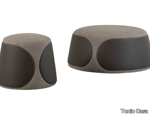 MAMA - Upholstered round fabric and leather pouf _ Tonin Casa