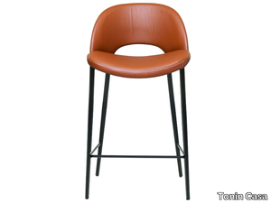 BEETLE - Leather stool with metal base _ Tonin Casa