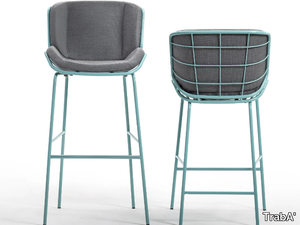 SKIN - Upholstered metal stool with footrest with back _ TrabA'