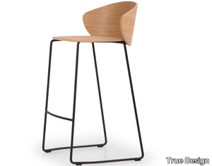 NOT WOOD - Stackable sled base steel and wood stool _ True Design