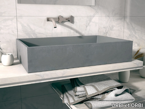 IMMISSIO 70 - Contemporary style countertop rectangular single concrete washbasin _ URBI et ORBI