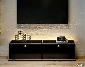 USM HALLER - Modular steel TV cabinet with flap doors _ USM