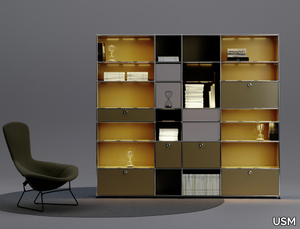 USM HALLER E - Modular shelving unit with built-in lights _ USM