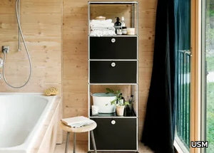 USM HALLER - Wall-mounted sectional steel bookcase with drawers _ USM