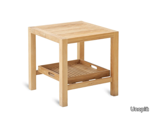 CHELSEA - Square teak garden side table with tray _ Unopiù