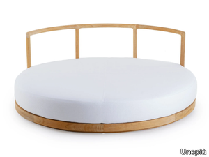 PEVERO - Round garden bed in acrylic fabric and teak _ Unopiù