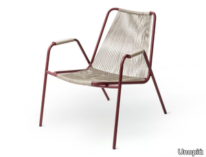 COCO - Powder coated steel and rope easy chair with armrests _ Unopiù