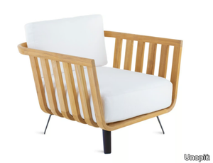 WELCOME - Teak and acrylic fabric garden armchair _ Unopiù