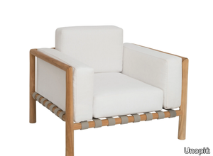 PEVERO - Garden armchair in teak and acrylic fabric _ Unopiù