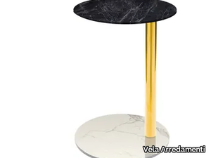 POISE - Round marble and steel side table _ Vela Arredamenti