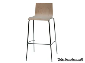 KING - Wooden stool with back _ Vela Arredamenti