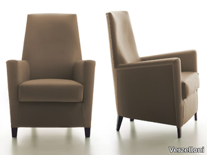 CALVINO - Leather armchair with removable cover high-back _ Verzelloni