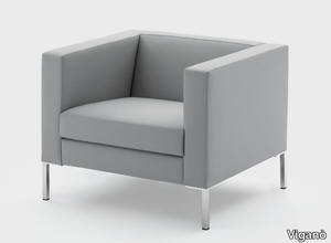 CUBIKO - Leather armchair with armrests _ Viganò