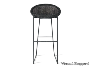 JOE - Sled base high Lloyd loom stool with footrest _ Vincent Sheppard