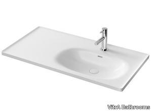 EQUAL - Wall-mounted ceramic washbasin with integrated countertop _ VitrA Bathrooms