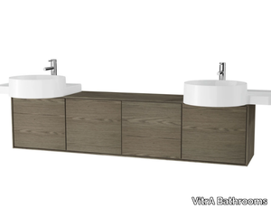 VOYAGE FOR DOUBLE COUNTERTOP WASHBASIN - Double wall-mounted wooden vanity unit _ VitrA Bathrooms