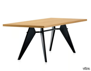 EM TABLE - Rectangular dining table with wooden top and steel base _ Vitra