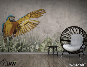 ARA - Fire retardant washable Tropical nonwoven wallpaper _ WALLYART