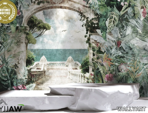 FLEUR - Washable trompe l'oeil wallpaper _ WALLYART