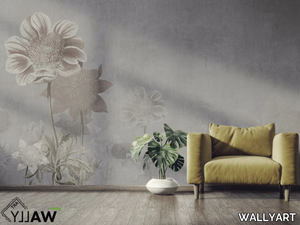 FLORA - Fire retardant washable nonwoven wallpaper with floral pattern _ WALLYART