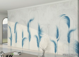 INDACO - Wallpaper with floral pattern _ WALLYART