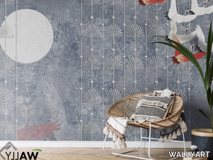 MARABÙ - Fire retardant washable Tropical nonwoven wallpaper _ WALLYART