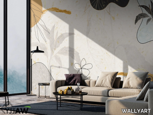 NIVES - Washable wallpaper with floral pattern _ WALLYART