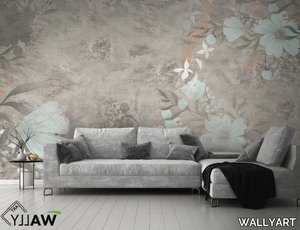 SVEVA - Fire retardant washable nonwoven wallpaper with floral pattern _ WALLYART