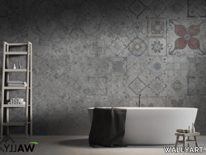 TALIA - Fire retardant washable encaustic effect nonwoven wallpaper _ WALLYART