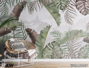 ZAIRA - Fire retardant washable Tropical nonwoven wallpaper _ WALLYART