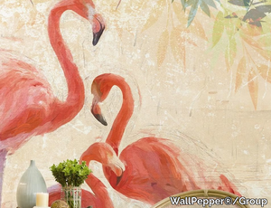 FLAMINGOS PARTY - Tropical wallpaper, PVC free, eco, washable _ WallPepper®/Group