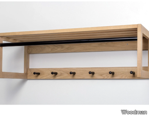 SLUSSEN - Wall-mounted steel and wood coat rack _ Woodman