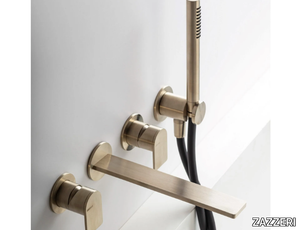 Q316 - Wall-mounted stainless steel bathtub mixer with hand shower _ ZAZZERI