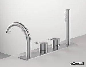 Z316 MONO 3300N498A00 - 4 hole stainless steel bathtub set with hand shower _ ZAZZERI