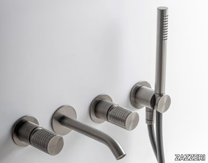 Z316_SH - Wall-mounted stainless steel bathtub tap with hand shower _ ZAZZERI