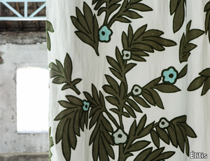 EFFIGIE - LAS POZAS - Hand embroidered linen fabric with floral pattern _ Élitis