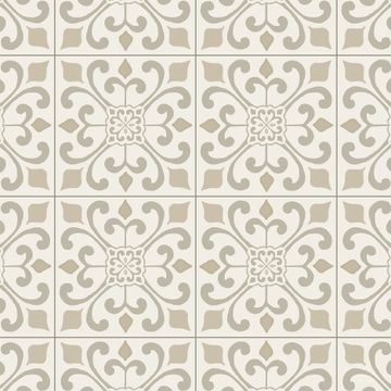 CushionStep | B3381Amador Medallion Vinyl Sheet - Creme