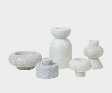 Stone Stacking Candleholder White