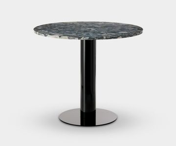 Tube Dining Table Black Base Pebble Marble