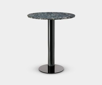 Tube High Table Black Base Pebble Marble