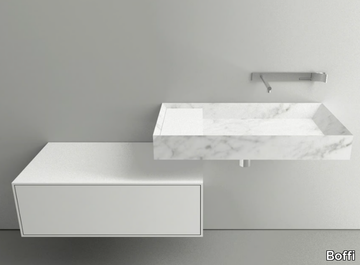 A45 STONE - Wall-mounted single Carrara marble washbasin _ Boffi