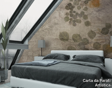 FOGLIE LARGHE - Washable vinyl wallpaper with floral pattern _ Carta da Parati Artistica