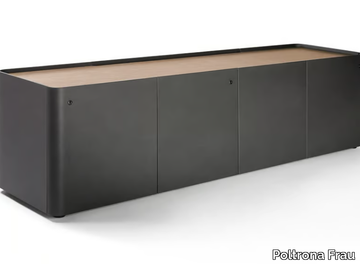 TRUST - Tanned leather office storage unit with lock _ Poltrona Frau